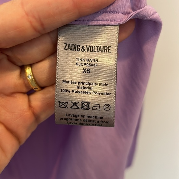 Zadig & Voltaire Tink Satin Pull Over top Purple - Picture 6 of 10